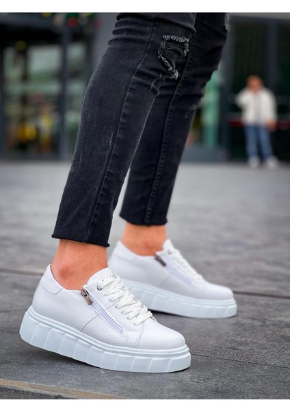 Erkek AYAKKABIKB-X155 Kuback Beyaz Cilt Detaylı Beyaz Yüksek Taban Günlük Spor Ayakkabı modelleri