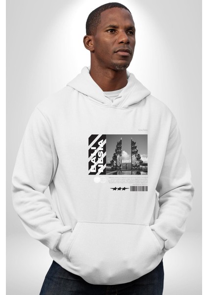 Bali Kültürü Yeni Tarz Kadın Erkek Baskılı Üç Iplik Beyaz Kapüşonlu Hodie Sweatshirt fiyatları