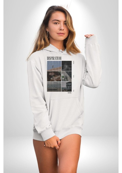 Yaz Zamanı Deniz Aşk Kadın Erkek Baskılı Üç Iplik Beyaz Kapüşonlu Hodie Sweatshirt fiyatları