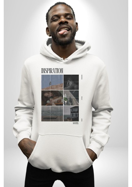 Yaz Zamanı Deniz Aşk Kadın Erkek Baskılı Üç Iplik Beyaz Kapüşonlu Hodie Sweatshirt indirimleri