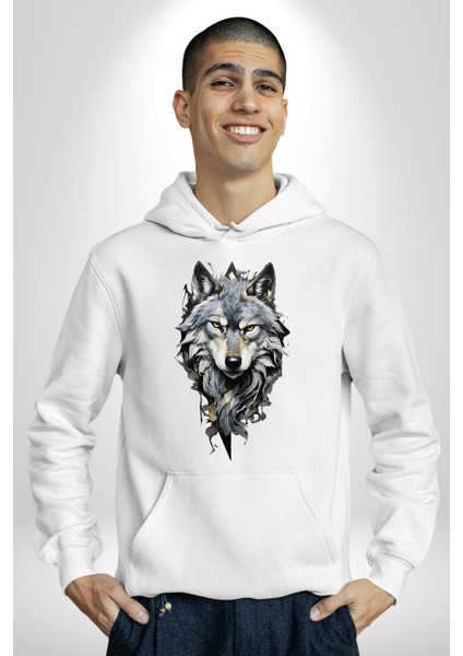 Havalı Kurt Özel Harekat Kadın Erkek Baskılı Üç Iplik Beyaz Kapüşonlu Hodie Sweatshirt fiyatları