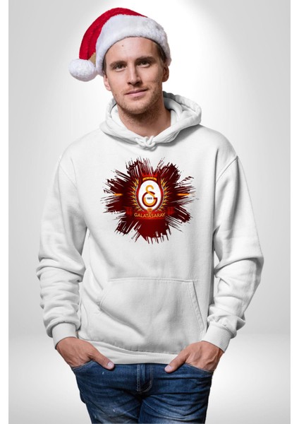 Karanlık Kurukafalar Dark Vibe Kadın Erkek Baskılı Üç Iplik Beyaz Kapüşonlu Hodie Sweatshirt