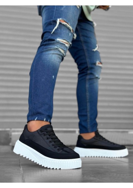 BA0801 Boa Yüksek Taban Siyah Paraşüt Kumaş Cilt Detaylı Erkek Ayakkabı fiyatları