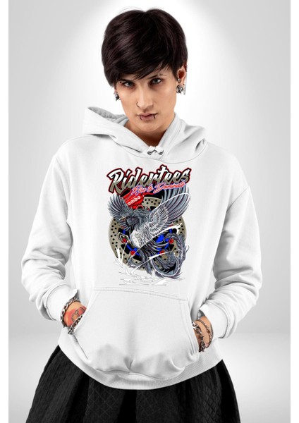 Yollara Hakimiyet Kurmak Amerikan Kartal Kadın Erkek Baskılı Üç Iplik Beyaz Kapüşonlu Hodie Sweatshirt fırsatları