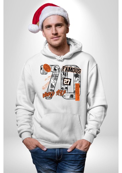 Yetmişler Dünya Sokak Tarzı Kadın Erkek Baskılı Üç Iplik Beyaz Kapüşonlu Hodie Sweatshirt modelleri