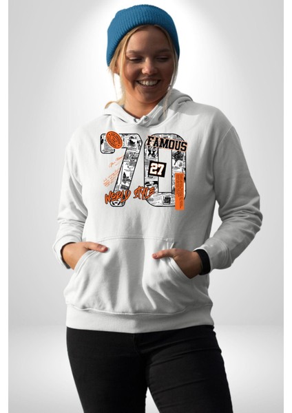 Yetmişler Dünya Sokak Tarzı Kadın Erkek Baskılı Üç Iplik Beyaz Kapüşonlu Hodie Sweatshirt fırsatları