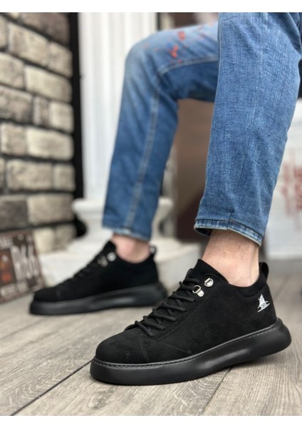 BA0331 Bağcıklı Erkek Yüksek Taban Siyah Süet Siyah Taban Spor Ayakkabı fiyatları