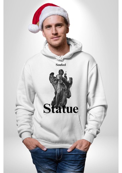Yunan Heykeli Statue Kadın Erkek Baskılı Üç Iplik Beyaz Kapüşonlu Hodie Sweatshirt fırsatları