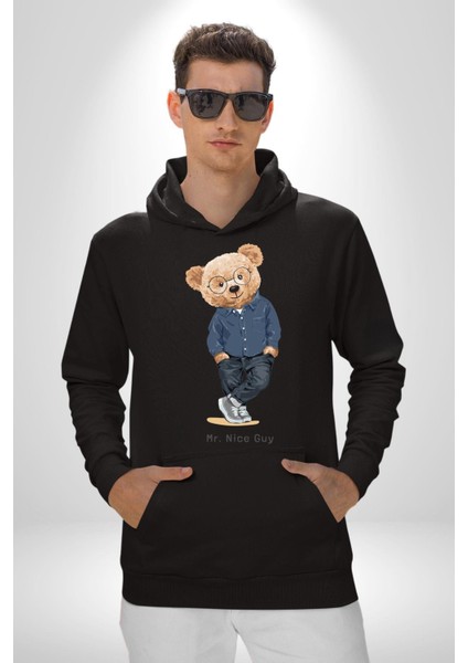 Bay Iyi Oyuncak Ayı Kadın Erkek Baskılı Üç Iplik Siyah Kapüşonlu Hodie Sweatshirt fiyatları