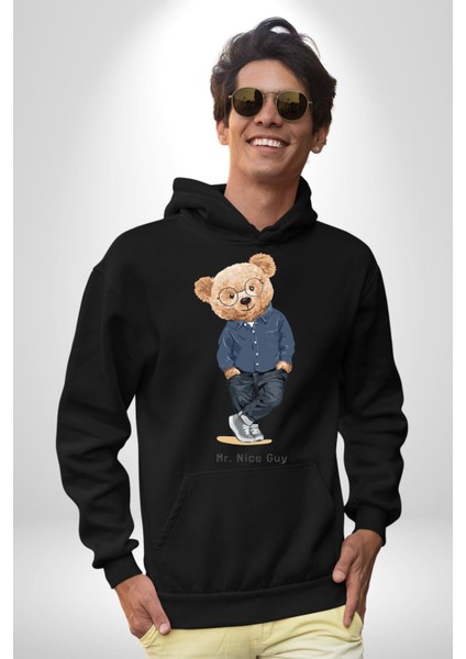 Bay Iyi Oyuncak Ayı Kadın Erkek Baskılı Üç Iplik Siyah Kapüşonlu Hodie Sweatshirt modelleri