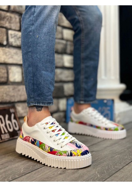 BA0801 Boa Yüksek Taban Renk Desenli Erkek Spor Ayakkabı
