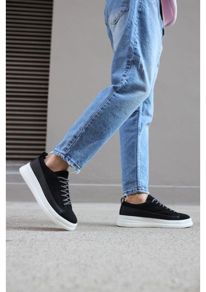 Knack Sneakers Ayakkabı 010 Siyah Süet (Beyaz Taban)