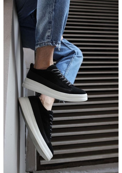 Knack Sneakers Ayakkabı 010 Siyah Süet (Beyaz Taban)