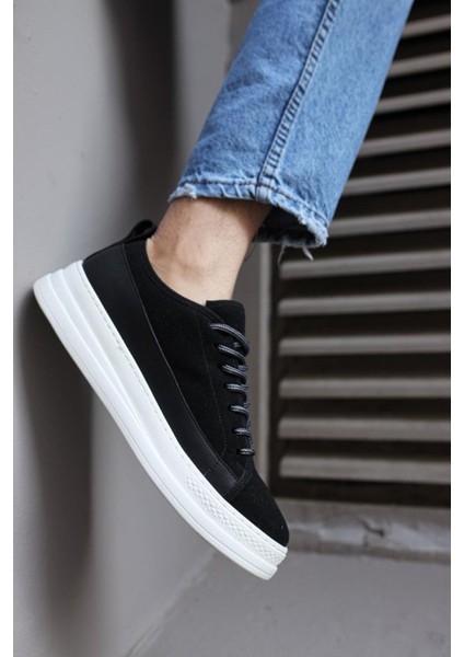 Knack Sneakers Ayakkabı 010 Siyah Süet (Beyaz Taban)