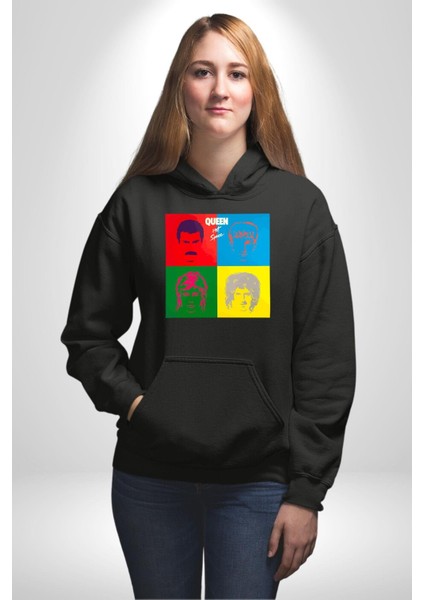 Queen Bohemian Rhapsody Efsane Rock Kadın Erkek Baskılı Üç Iplik Siyah Kapüşonlu Hodie Sweatshirt fiyatları