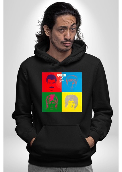 Queen Bohemian Rhapsody Efsane Rock Kadın Erkek Baskılı Üç Iplik Siyah Kapüşonlu Hodie Sweatshirt indirimleri