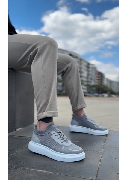 BA0812 Özel Örme Triko Tarz Gri Renk Spor Ayakkabı