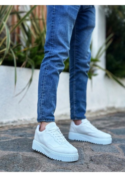 BA0802 Boa Beyaz Yüksek Taban Erkek Günlük Ayakkabı