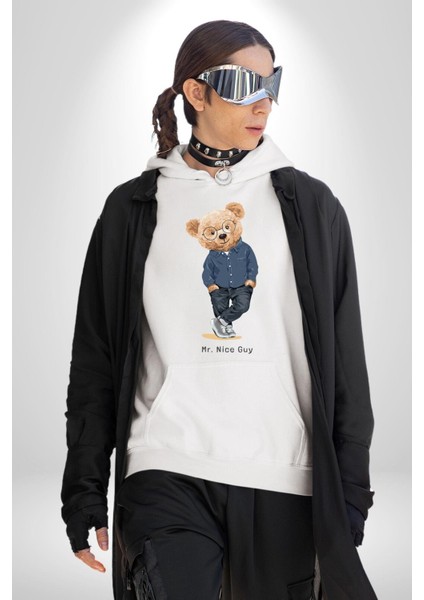 Bay Iyi Oyuncak Ayı Kadın Erkek Baskılı Üç Iplik Beyaz Kapüşonlu Hodie Sweatshirt fiyatları