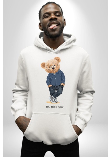 Bay Iyi Oyuncak Ayı Kadın Erkek Baskılı Üç Iplik Beyaz Kapüşonlu Hodie Sweatshirt fırsatları