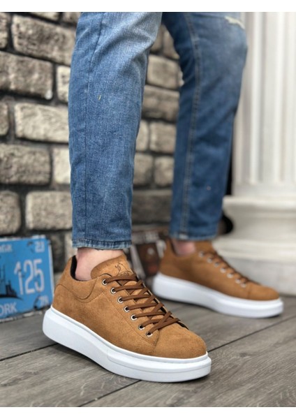 BA0547 Boa Kalın Yüksek Taban Taba Süet Bağcıklı Spor Erkek Ayakkabı