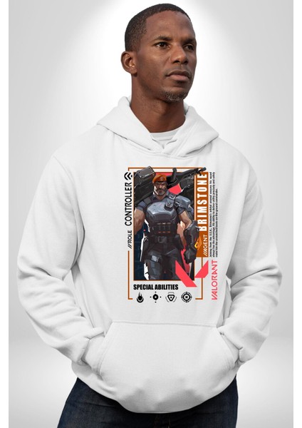 Brimstone Smoker Karakter Kadın Erkek Baskılı Üç Iplik Beyaz Kapüşonlu Hodie Sweatshirt fırsatları