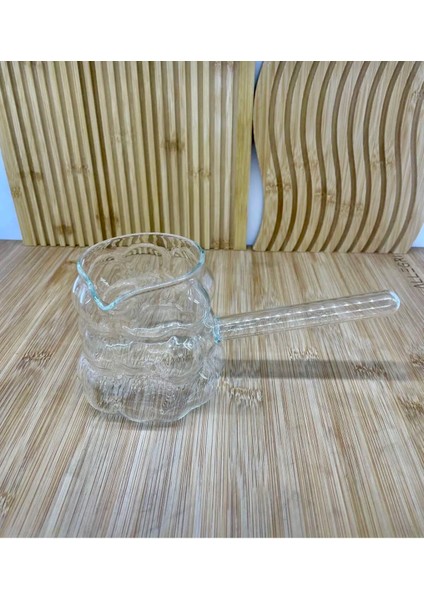 Cam Cezve Üzüm Desenlı Isıya Dayanıklı Borosilikat Cam Boncuk Stil Kulplu 400 ml Cam Cevze