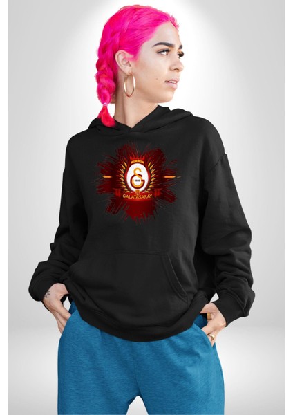 Karanlık Kurukafalar Dark Vibe Kadın Erkek Baskılı Üç Iplik Siyah Kapüşonlu Hodie Sweatshirt fırsatları
