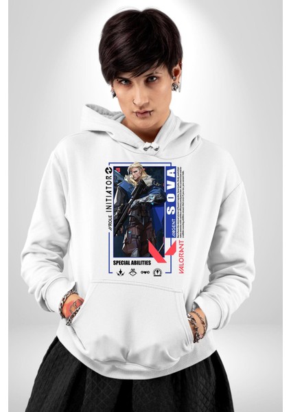 Sova Öncü Karakter Kadın Erkek Baskılı Üç Iplik Beyaz Kapüşonlu Hodie Sweatshirt fırsatları