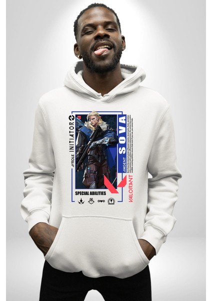 Sova Öncü Karakter Kadın Erkek Baskılı Üç Iplik Beyaz Kapüşonlu Hodie Sweatshirt indirimleri