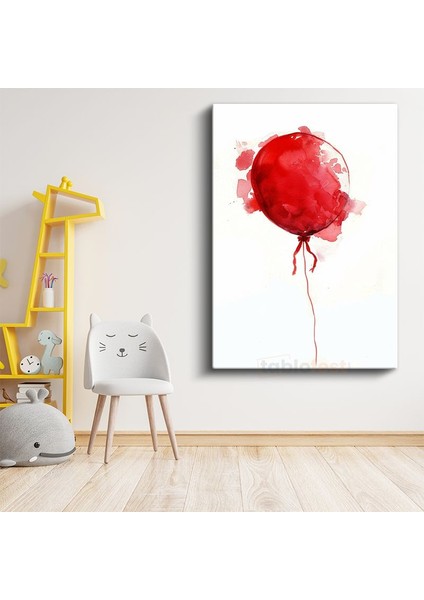 Kırmızı Balon - Suluboya Efektli Uçuş Kanvas Tablo