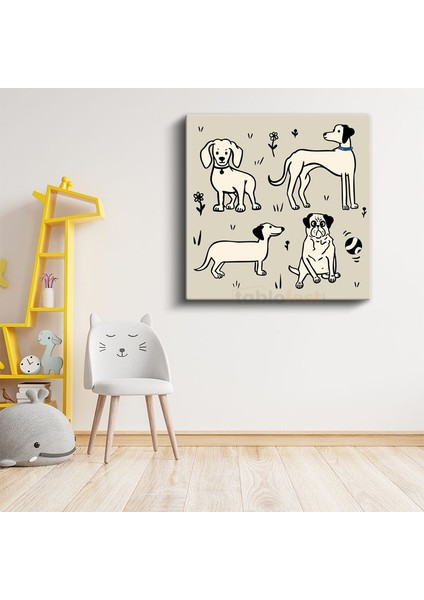 Köpek Dostlarımız - Sevimli Yavru Köpekler Kanvas Tablo