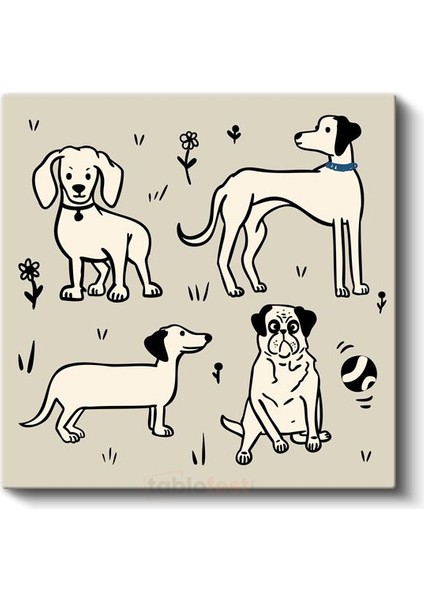 Köpek Dostlarımız - Sevimli Yavru Köpekler Kanvas Tablo