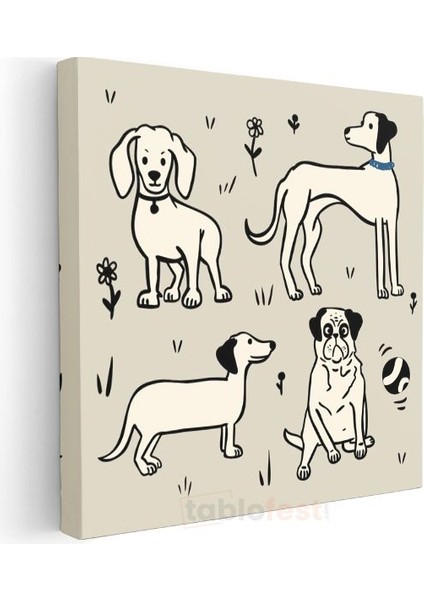 Köpek Dostlarımız - Sevimli Yavru Köpekler Kanvas Tablo