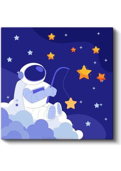 Yıldız Avcısı - Bulutlar Üzerinde Astronot Kanvas Tablo