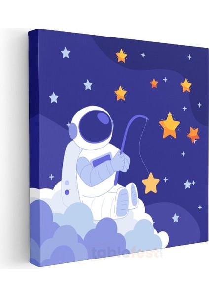Yıldız Avcısı - Bulutlar Üzerinde Astronot Kanvas Tablo