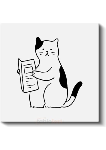 Kitap Okuyan Kedi - Meraklı Öğrenci Kanvas Tablo fiyatları