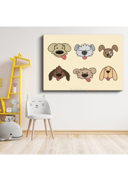 Köpek Dostlar - Sevimli Yüzler Dekoratif Kanvas Tablo