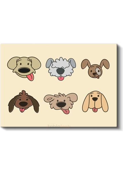Köpek Dostlar - Sevimli Yüzler Dekoratif Kanvas Tablo