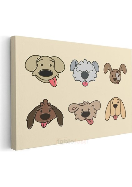 Köpek Dostlar - Sevimli Yüzler Dekoratif Kanvas Tablo