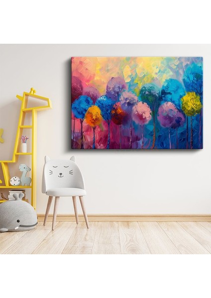Renkli Ağaçlar - Soyut Sanat Eseri Kanvas Tablo