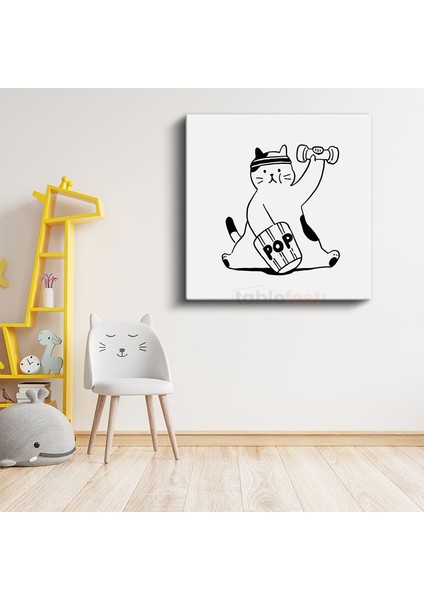 Sporcu Kedi - Sağlıklı Yaşam Kanvas Tablo