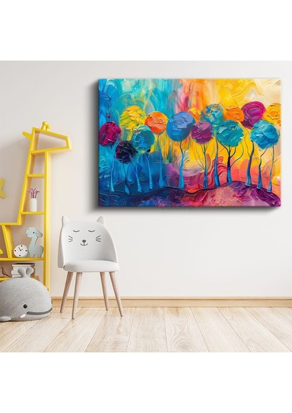 Renkli Ağaçlar - Soyut Sanat Kanvas Tablo