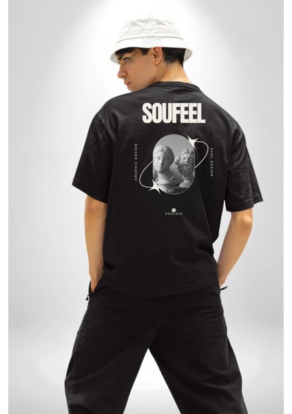 Modern Grafik Dizayn Heykeller Kadın Erkek Ön Minimal Sırt Baskılı Siyah Pamuklu Tişört fiyatları