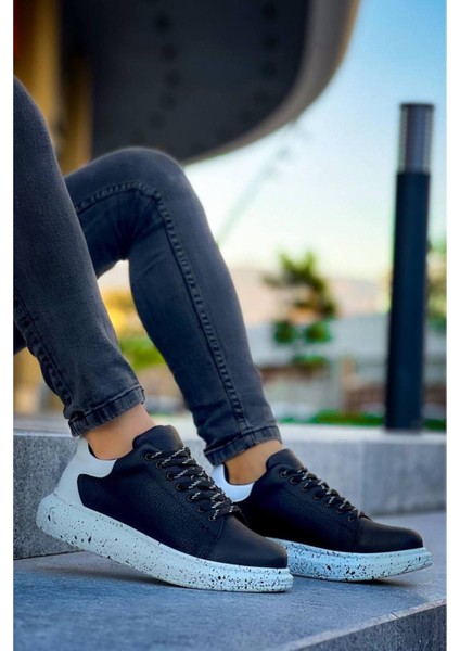 Erkek AYAKKABIKB-X500 Kuback Siyah Beyaz Yüksek Taban Bağcıklı Günlük Erkek Ayakkabı fırsatları