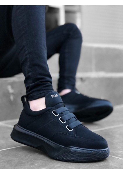 BA0160 Bantlı Erkek Yüksek Taban Siyah Spor Ayakkabı fiyatları