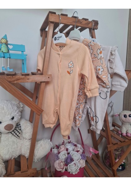 Çiçek Desenli 3'lü Kız Bebek Tulum fırsatları
