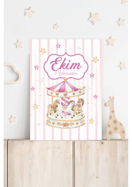 Pembe Atlı Karınca Konseptli Doğum Günü Panosu