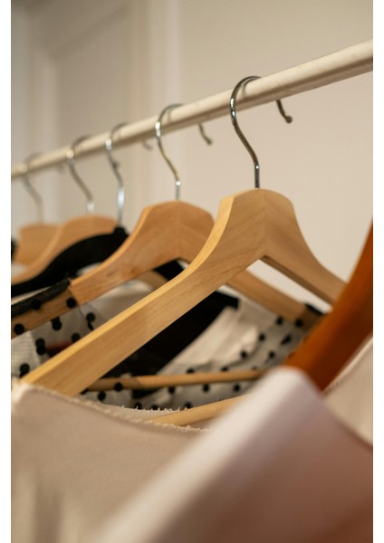 24'lü Premium Ahşap Elbise Askısı Otel-Dolap-Büro