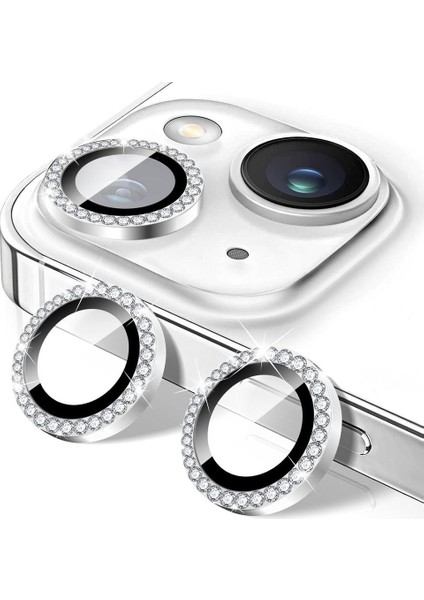 Apple iPhone Taşlı Kamera Lens Koruyucu Çerçeveli Koruyucu